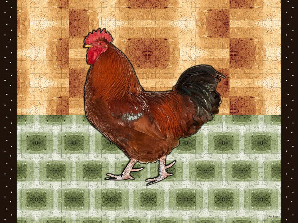 Rooster Jigsaw Puzzle featuring the digital art Rooster by Jennifer Page