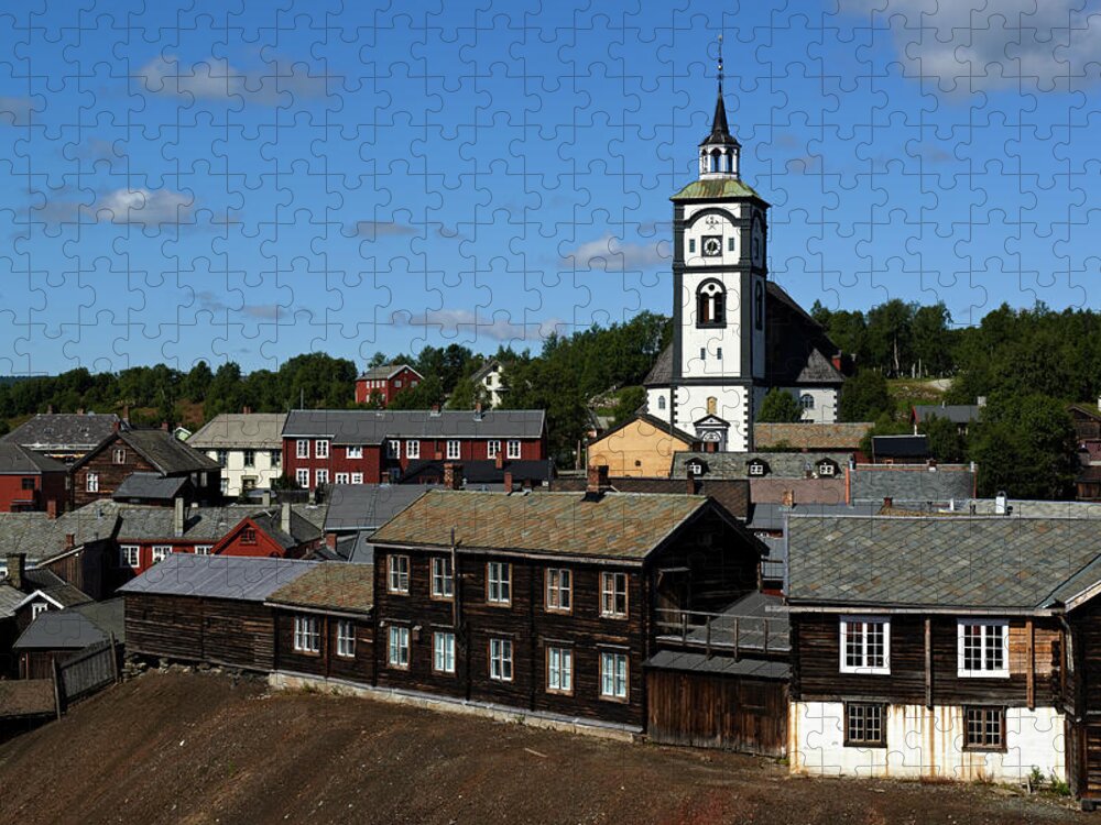 Clock Tower Jigsaw Puzzle featuring the photograph Roros, Old Mining Village, Norway by Andrea Pistolesi