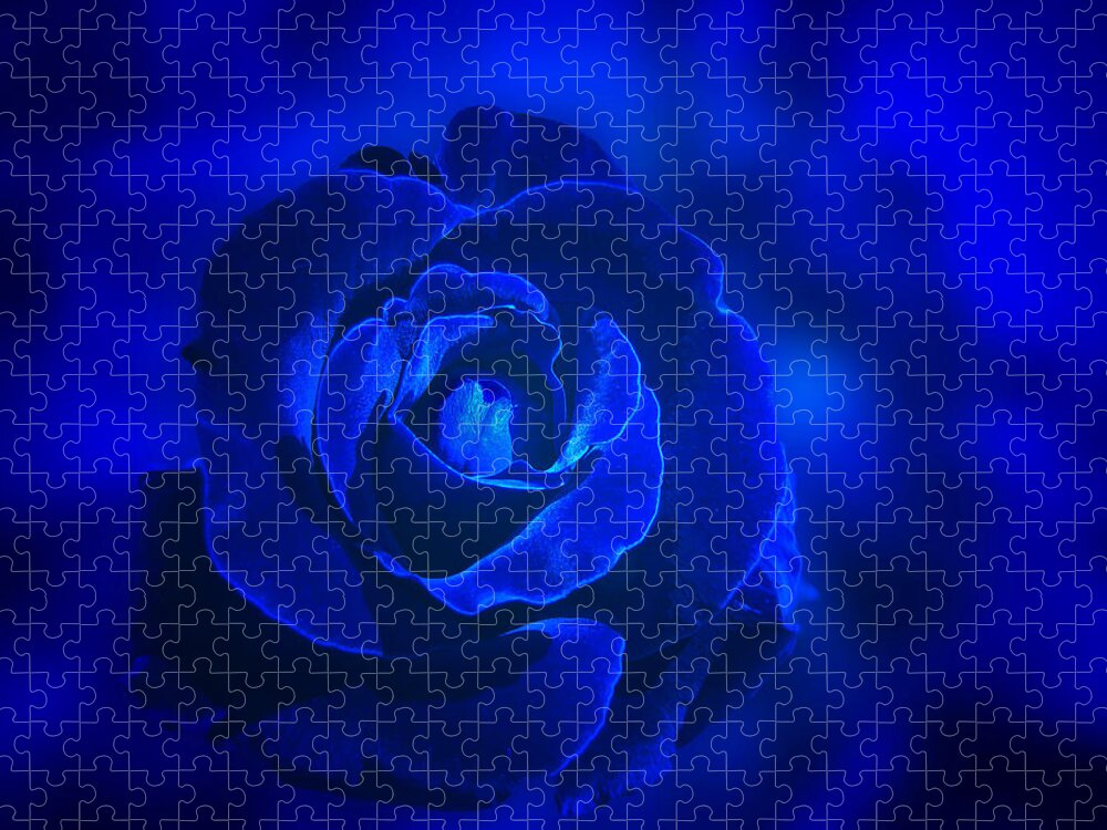 Rose Jigsaw Puzzle featuring the photograph Rose in Blue by Sandy Keeton