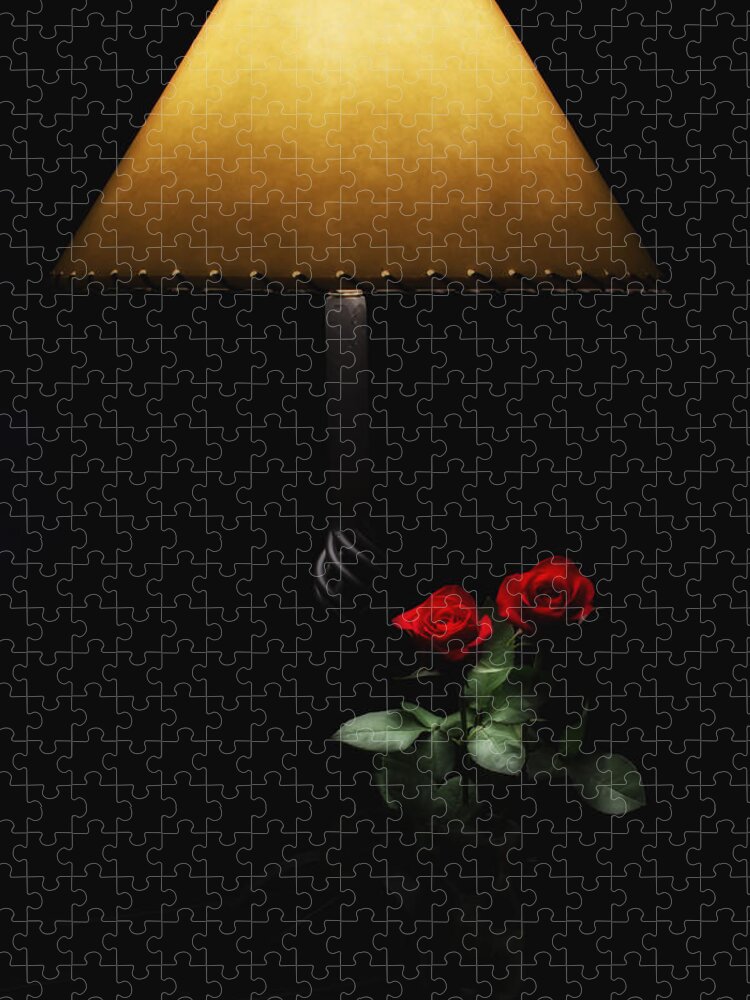 Red Roses Jigsaw Puzzle featuring the photograph Roses by Lamplight by Ron White