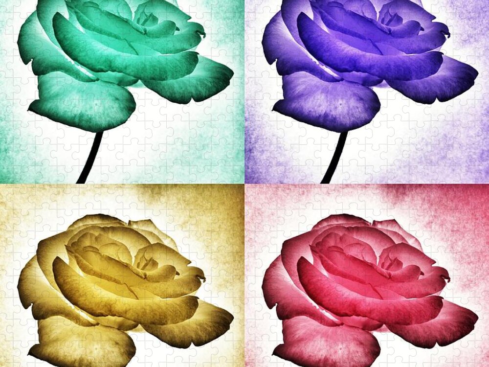 Roses Jigsaw Puzzle featuring the photograph Roses - Pop Art by Marianna Mills