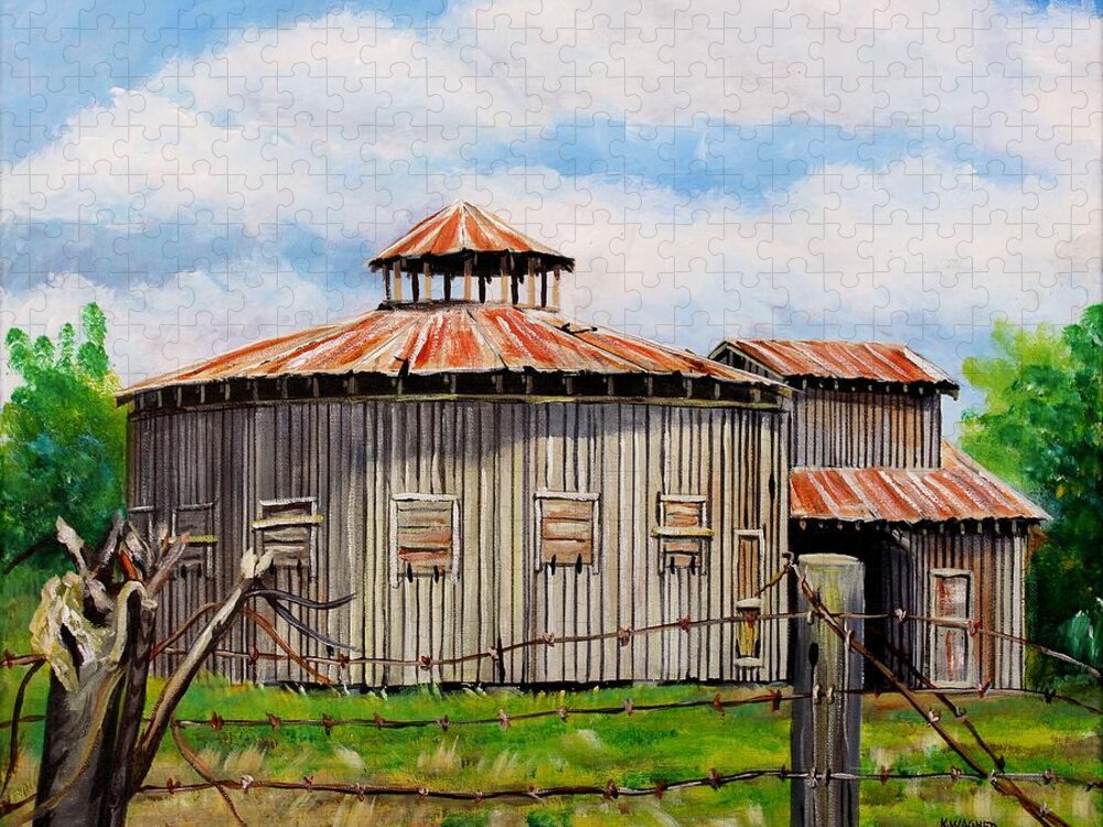 Barn Jigsaw Puzzle featuring the painting Round Barn Washington County MS by Karl Wagner