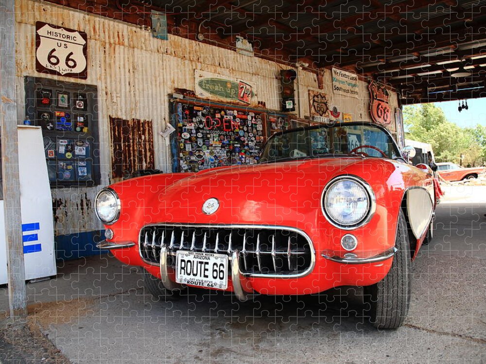 66 Jigsaw Puzzle featuring the photograph Route 66 Corvette 2012 by Frank Romeo