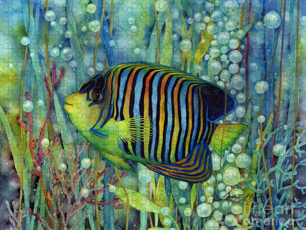 Fish Puzzle featuring the painting Royal Angelfish by Hailey E Herrera