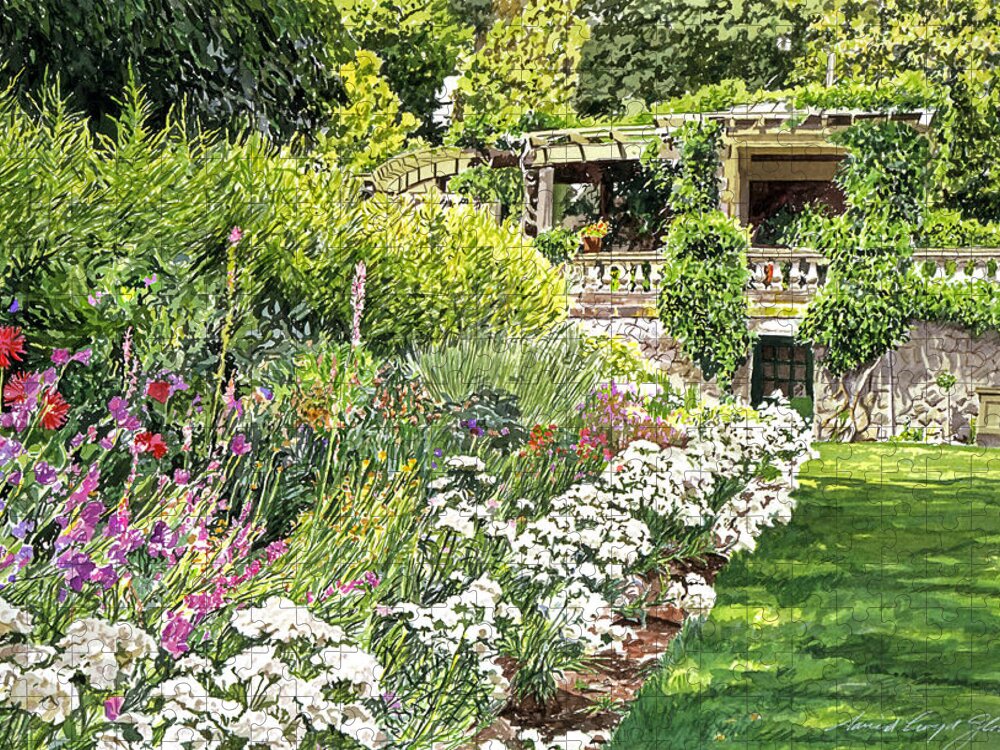 Gardens Jigsaw Puzzle featuring the painting Royal Hatley Gardens by David Lloyd Glover
