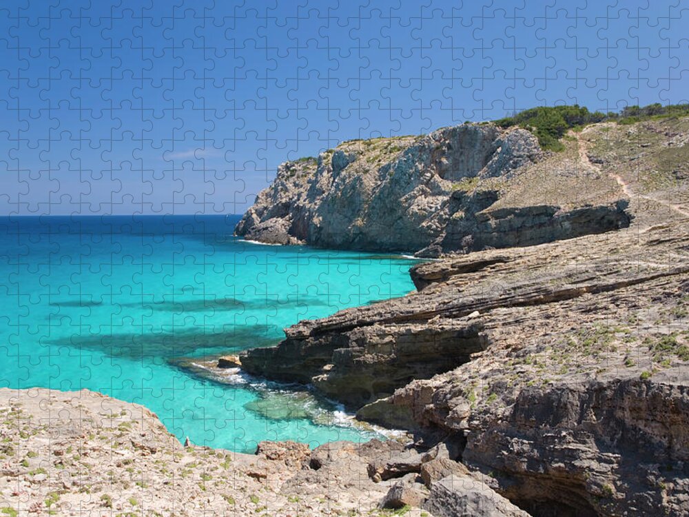 Tranquility Jigsaw Puzzle featuring the photograph Rugged Coast North-west Of Cala Matzoc by David C Tomlinson