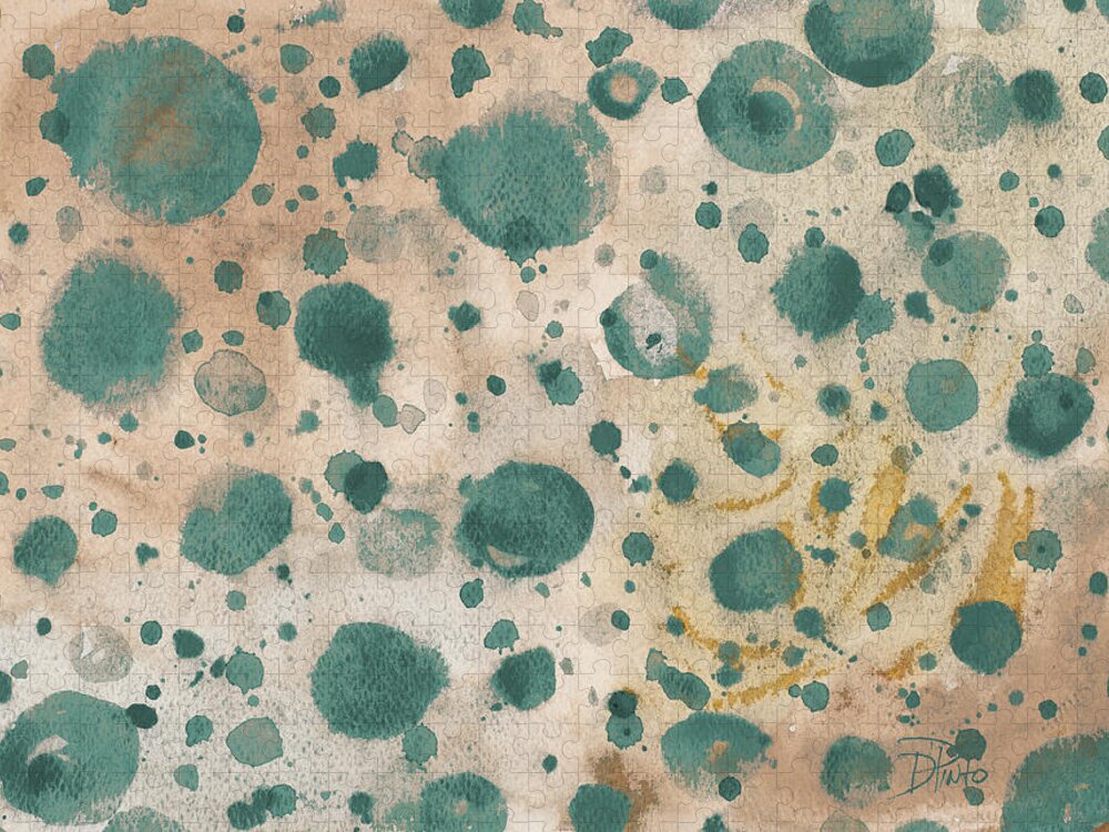 Rustic Jigsaw Puzzle featuring the digital art Rustic Turquoise Dots by Patricia Pinto