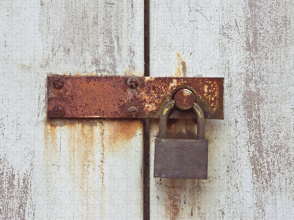 Aged Jigsaw Puzzle featuring the photograph Rusty lock by Tom Gowanlock
