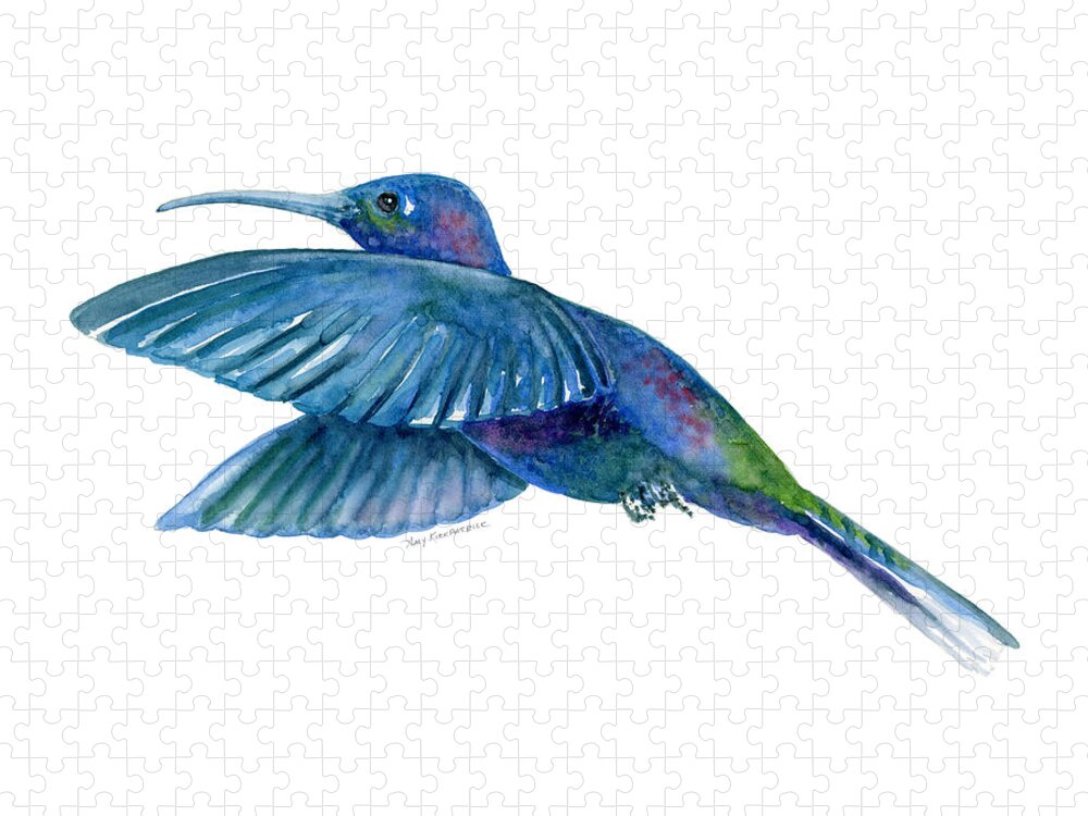 Bird Jigsaw Puzzle featuring the painting Sabrewing Hummingbird by Amy Kirkpatrick