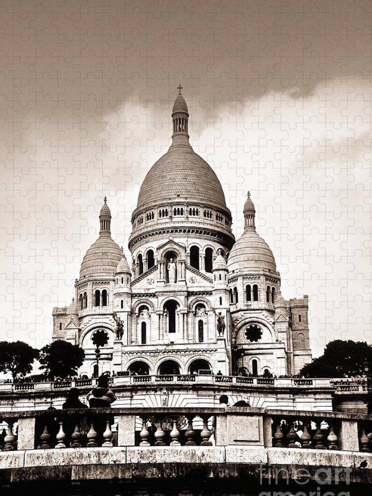 Paris Jigsaw Puzzle featuring the photograph Sacre Coeur Basilica in Paris by Elena Elisseeva