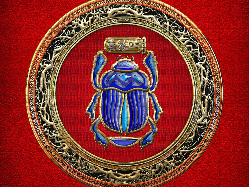'treasure Trove' Collection By Serge Averbukh Jigsaw Puzzle featuring the digital art Sacred Egyptian Scarab by Serge Averbukh