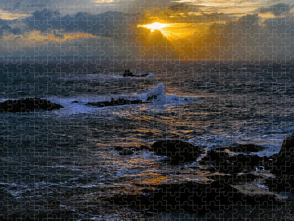 Sail Rock Jigsaw Puzzle featuring the photograph Sail Rock Sunrise by Marty Saccone