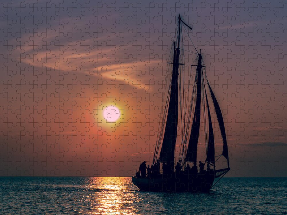 Waterscape Jigsaw Puzzle featuring the photograph Sailboat at Sunset by Terry Ann Morris