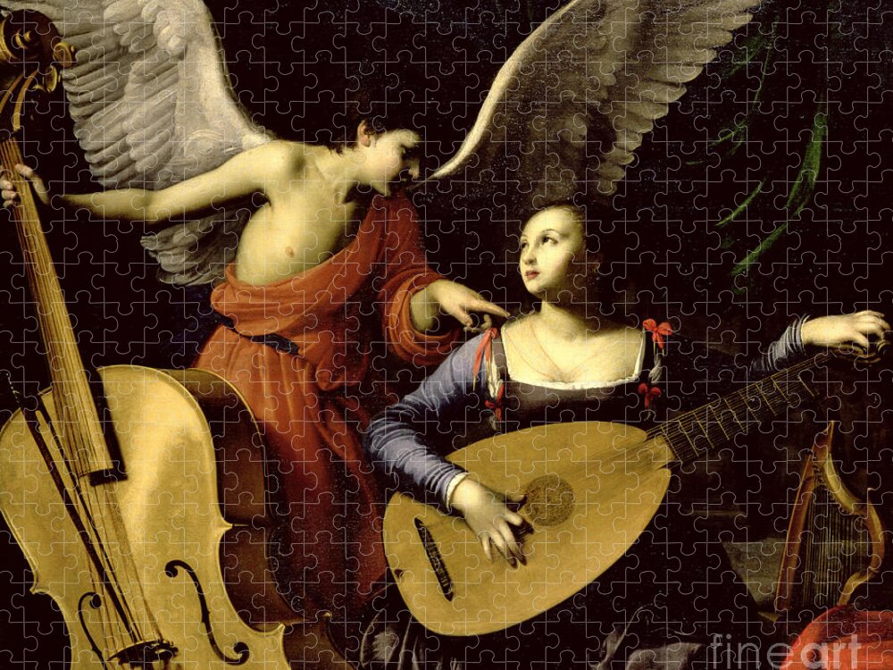St Jigsaw Puzzle featuring the painting Saint Cecilia and the Angel by Carlo Saraceni