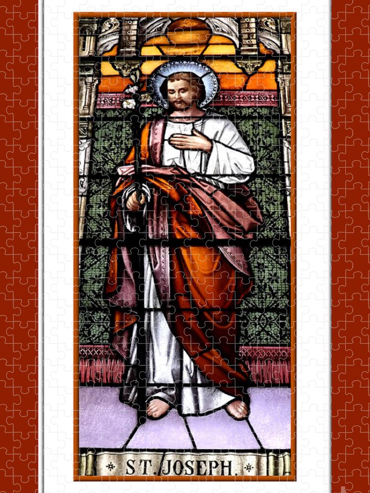 Saint Jigsaw Puzzle featuring the photograph Saint Joseph Stained Glass Window by Rose Santuci-Sofranko