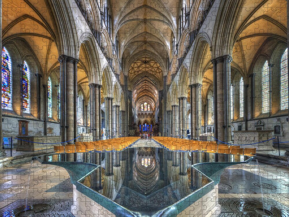 Hdr Jigsaw Puzzle featuring the photograph Salisbury Cathedral by Yhun Suarez
