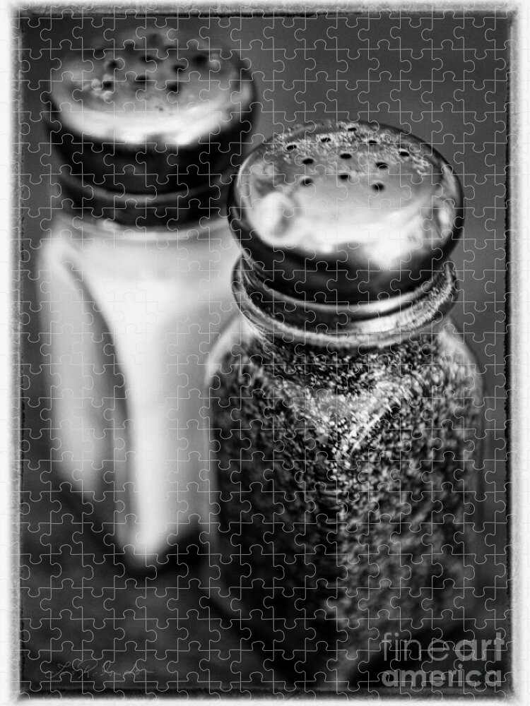 Iris Holzer Richardson Jigsaw Puzzle featuring the photograph Salt and Pepper Shaker Black and White by Iris Richardson
