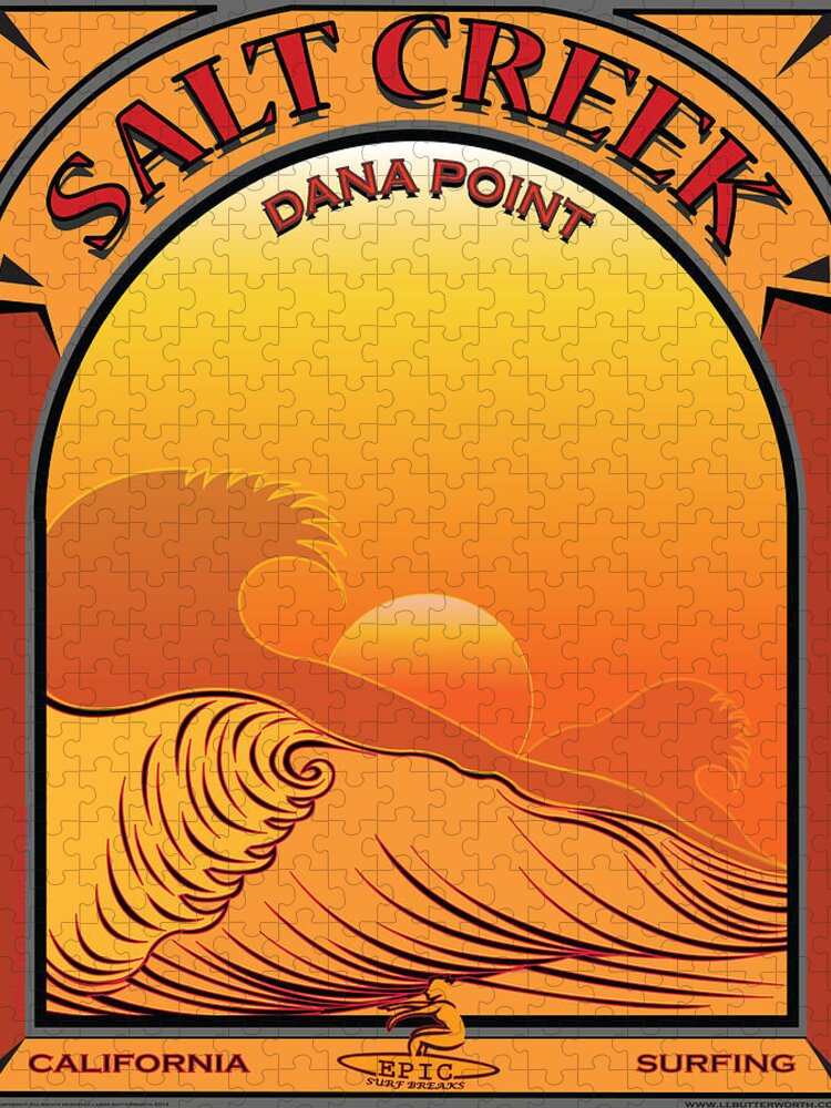 Surfing Jigsaw Puzzle featuring the digital art Salt Creek Surfing Dana Point California by Larry Butterworth