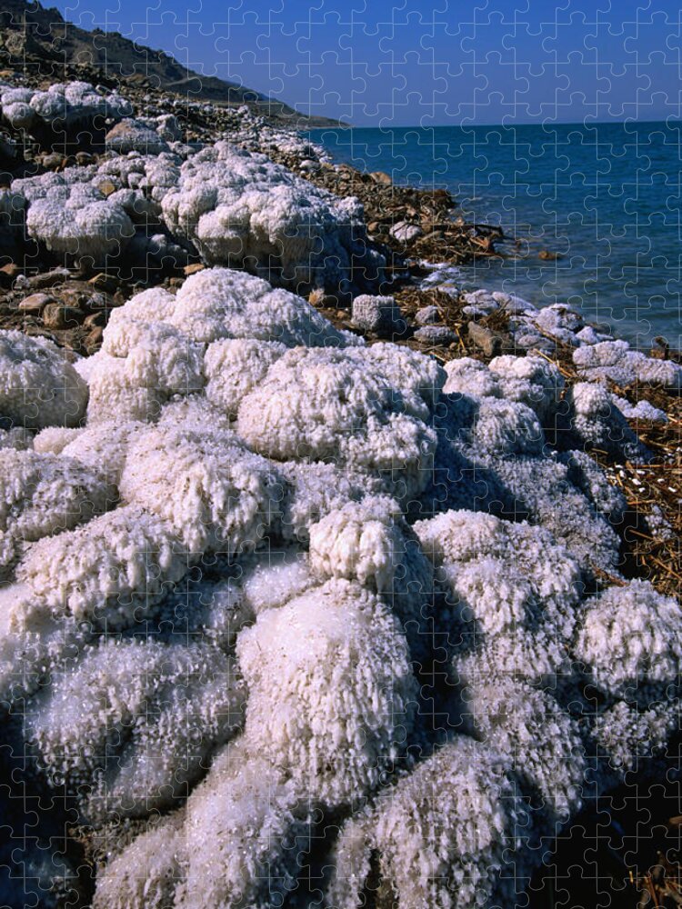 Mineral Jigsaw Puzzle featuring the photograph Salt Formations On The Shores Of The by John Elk
