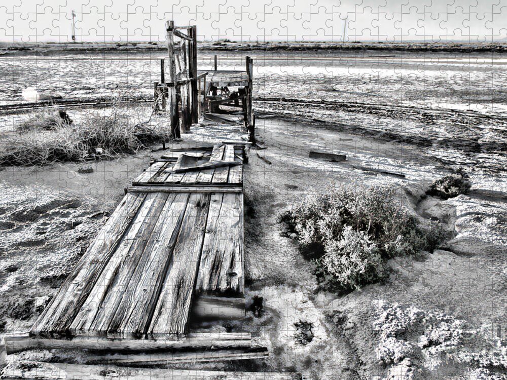 Abandoned Salton Sea Jigsaw Puzzle featuring the photograph Salton Sea Dock Under Renovation by Diana Sainz by Diana Raquel Sainz