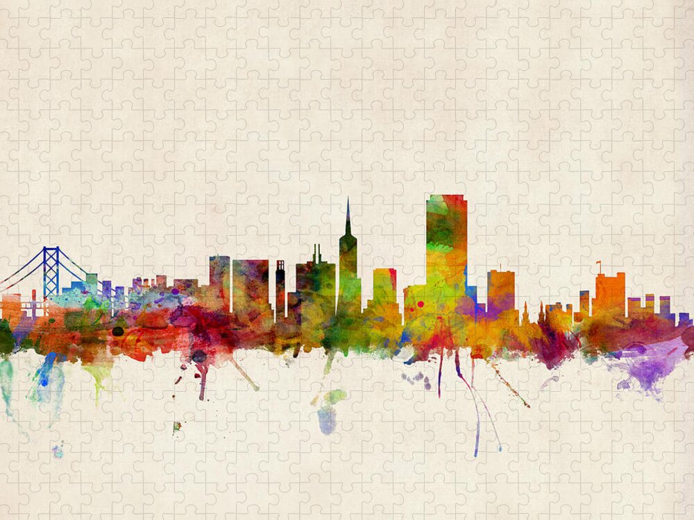 San Francisco Puzzle featuring the digital art San Francisco City Skyline by Michael Tompsett