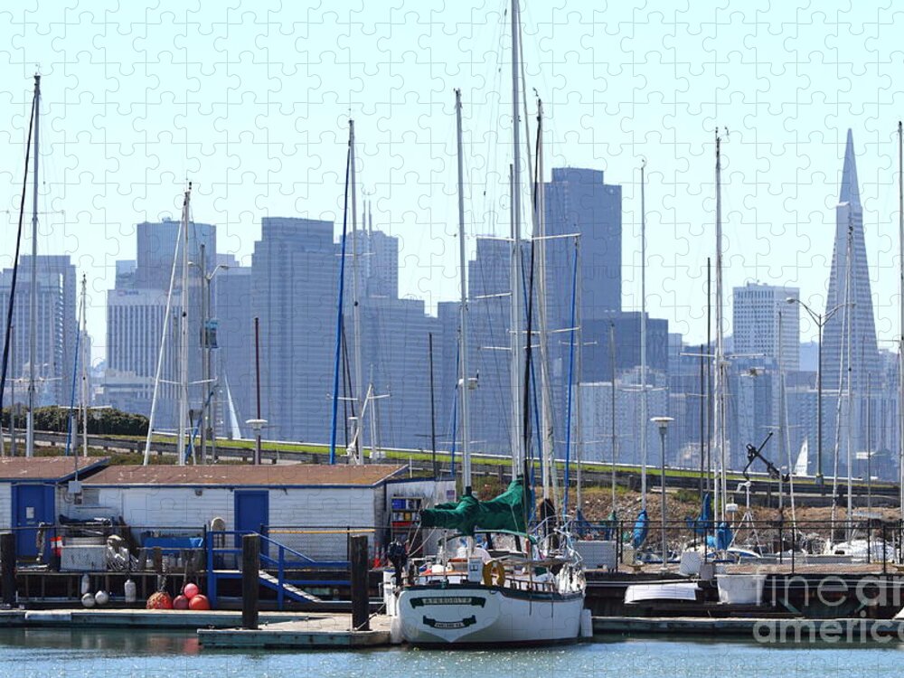 San Francisco Jigsaw Puzzle featuring the photograph San Francisco Through The Treasure Isle Marina 7D25458 by Wingsdomain Art and Photography