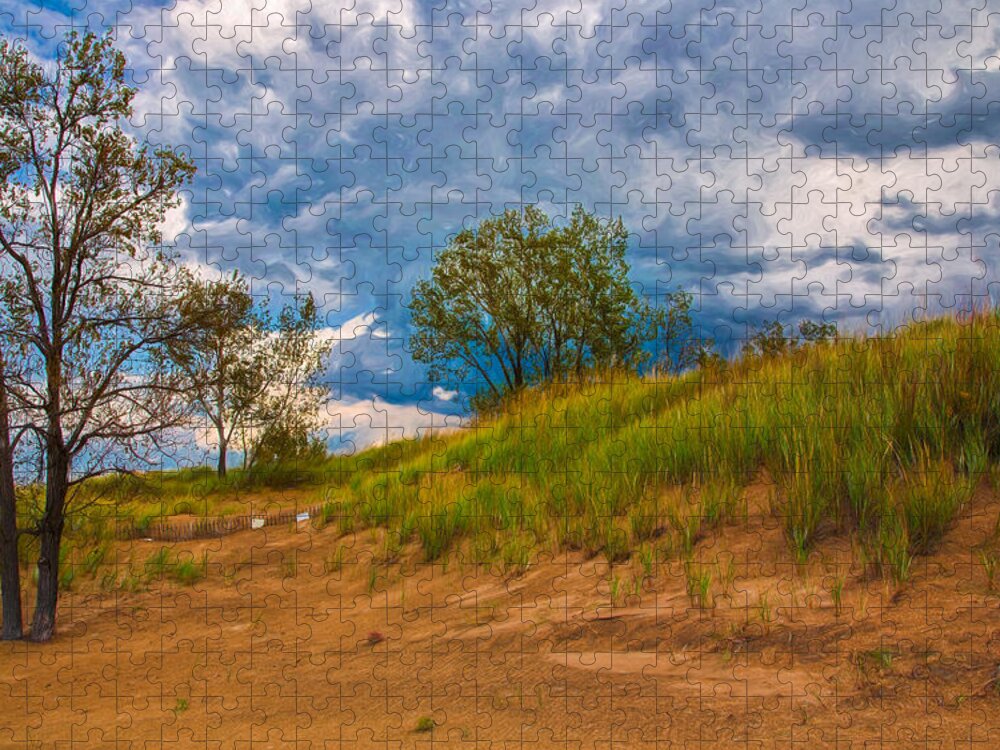 Sky Jigsaw Puzzle featuring the photograph Sand Dunes At Indian Dunes National Lakeshore by John M Bailey