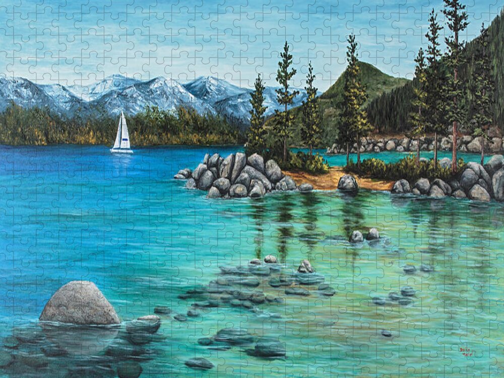 Landscape Jigsaw Puzzle featuring the painting Sand Harbor by Darice Machel McGuire