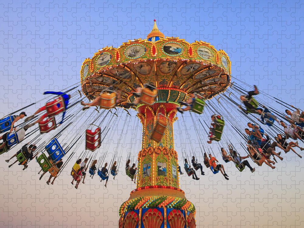 Carnival Jigsaw Puzzle featuring the photograph Santa Cruz SeaSwing at Sunset 8 by Scott Campbell