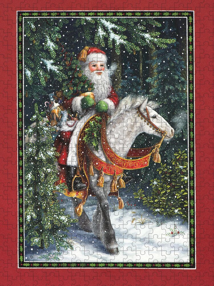 Santa Claus Jigsaw Puzzle featuring the painting Santa of the Northern Forest by Lynn Bywaters
