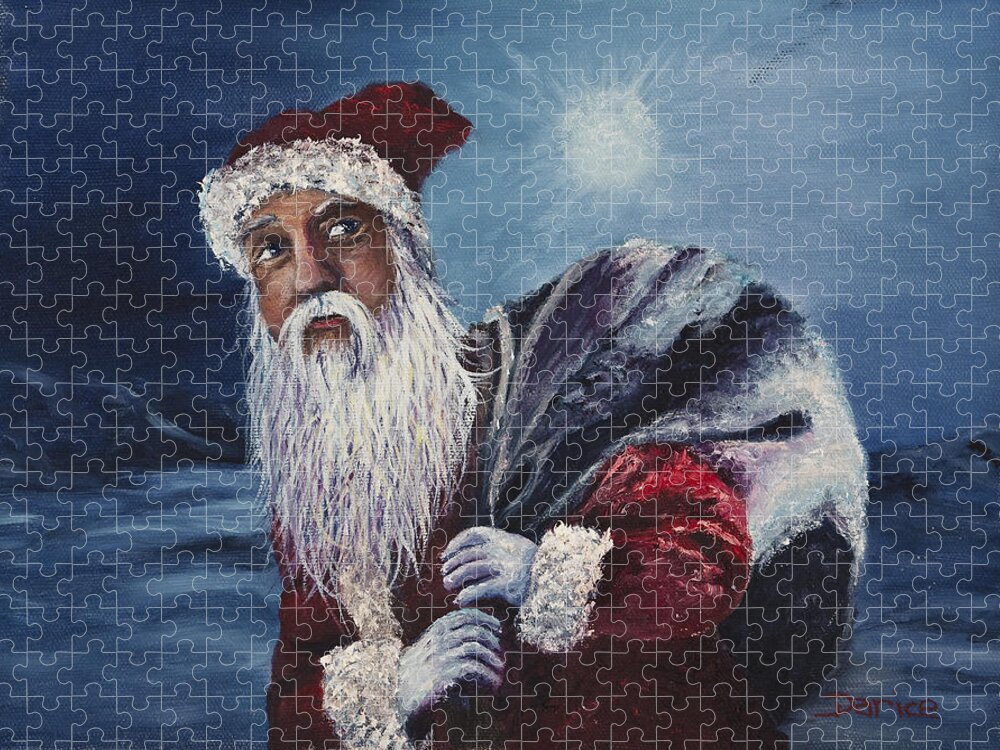 Christmas Jigsaw Puzzle featuring the painting Santa With His Pack by Darice Machel McGuire
