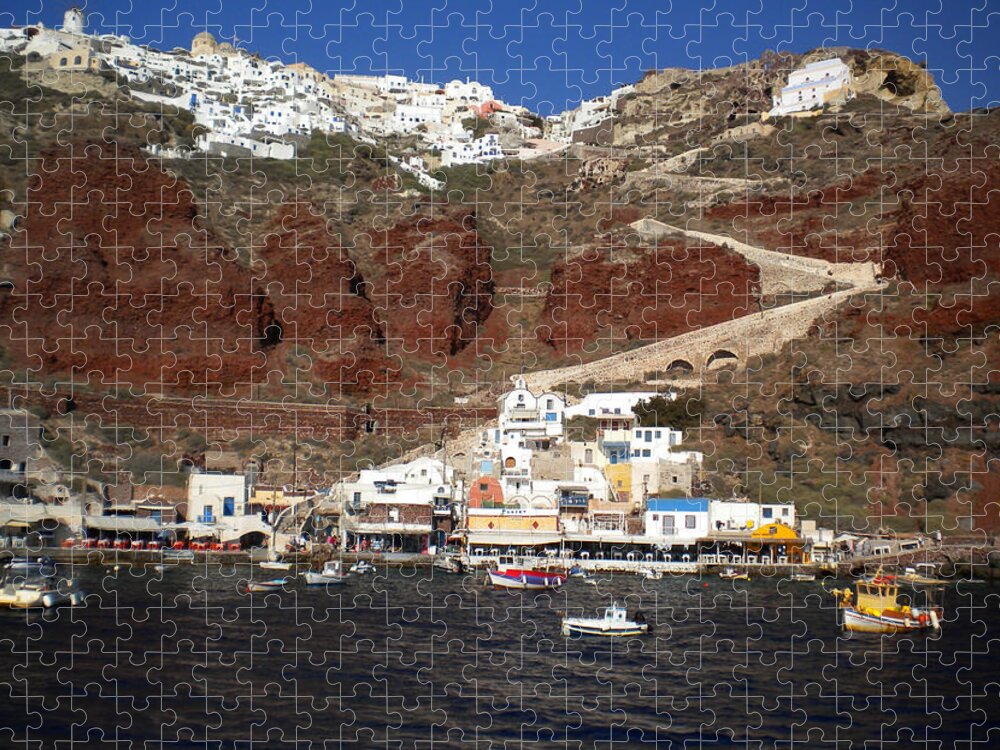 Colette Jigsaw Puzzle featuring the photograph Santorini Island View to Oia Greece by Colette V Hera Guggenheim