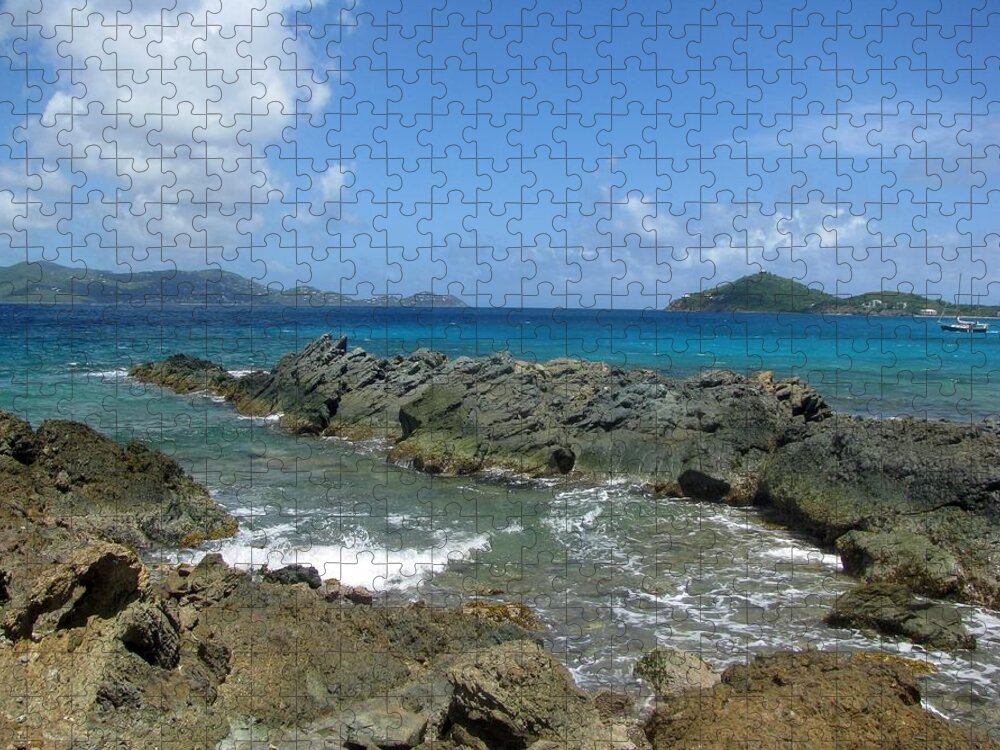 Sapphire Beach Jigsaw Puzzle featuring the photograph Sapphire Sail 01 by Pamela Critchlow