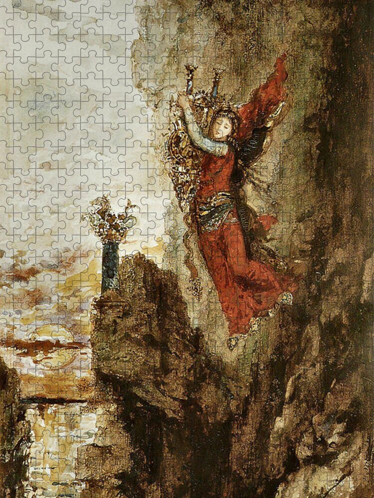 Gustave Moreau Jigsaw Puzzle featuring the painting Sappho in Lefkada by Gustave Moreau