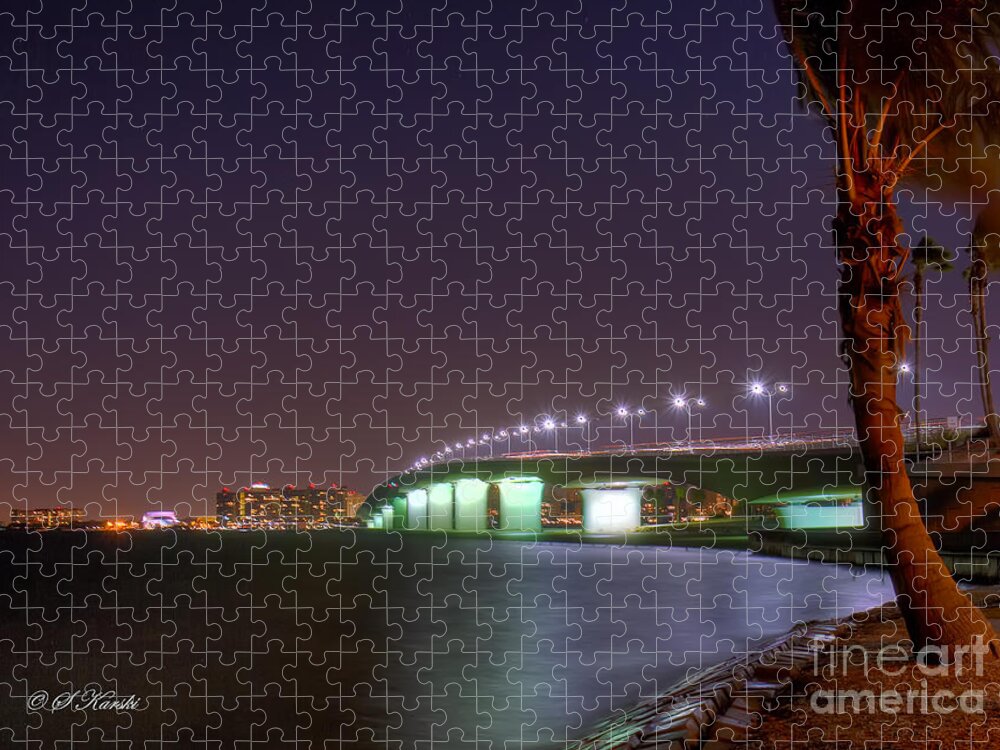 Fl Jigsaw Puzzle featuring the photograph Sarasota Skyline at Night by Sue Karski