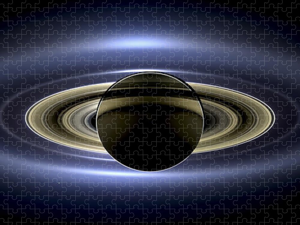 3scape Jigsaw Puzzle featuring the photograph Saturn Mosaic with Earth by Adam Romanowicz