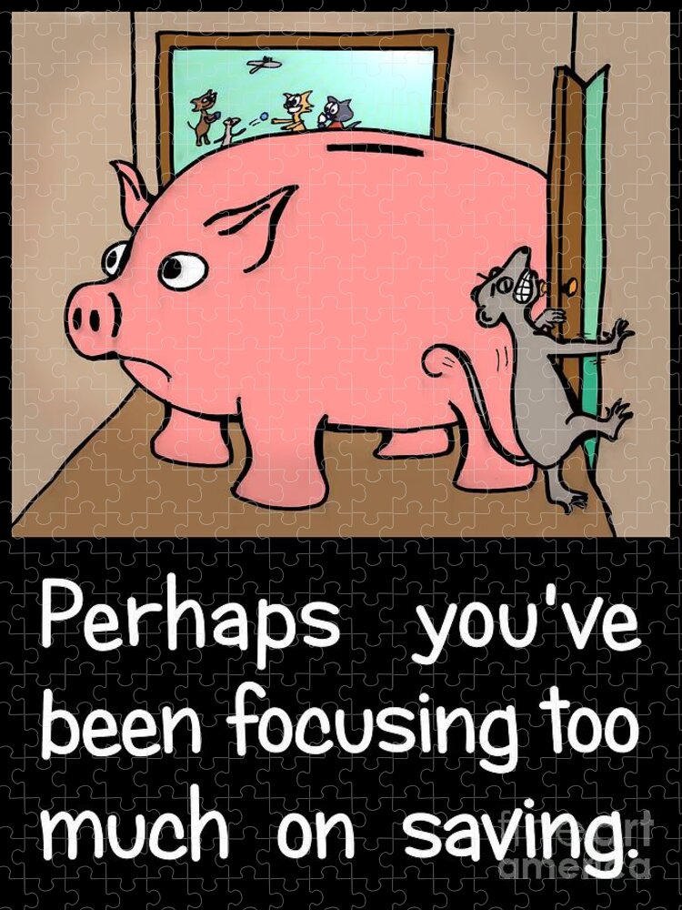 Fortune Cookie Jigsaw Puzzle featuring the digital art Saving Pig by Pet Serrano