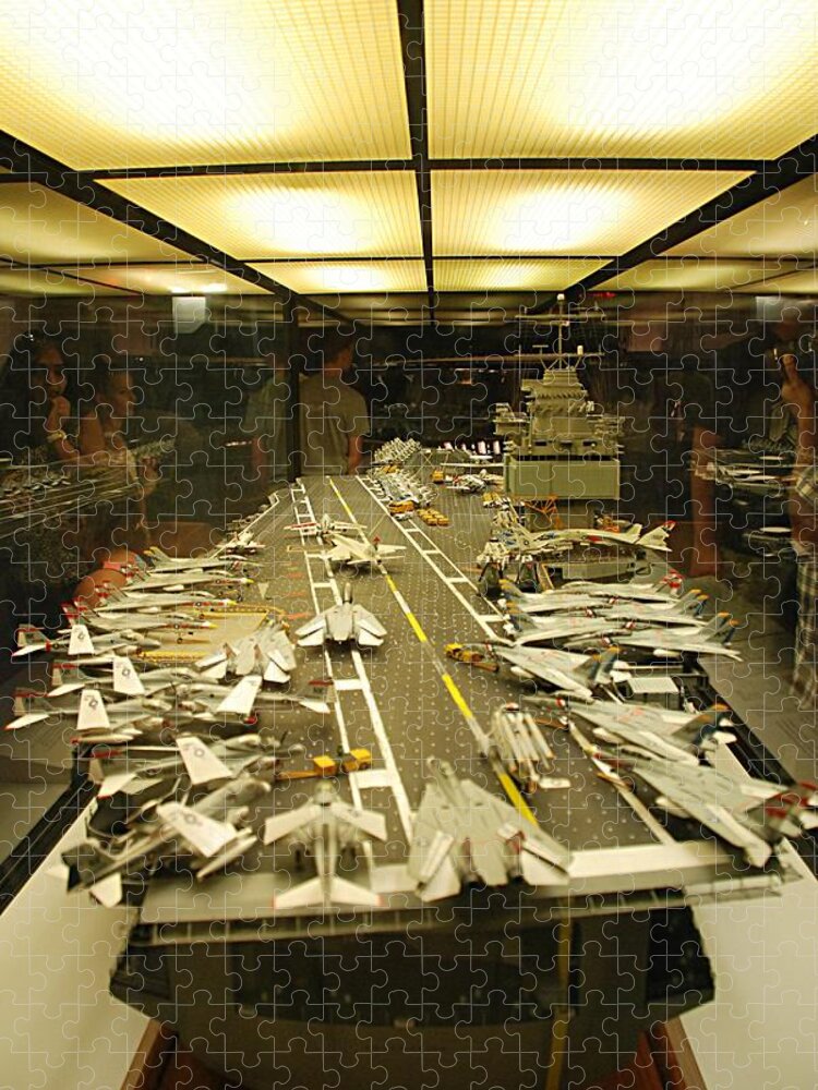 Navy Jigsaw Puzzle featuring the photograph Scale Model Aircraft Carrier by Kenny Glover