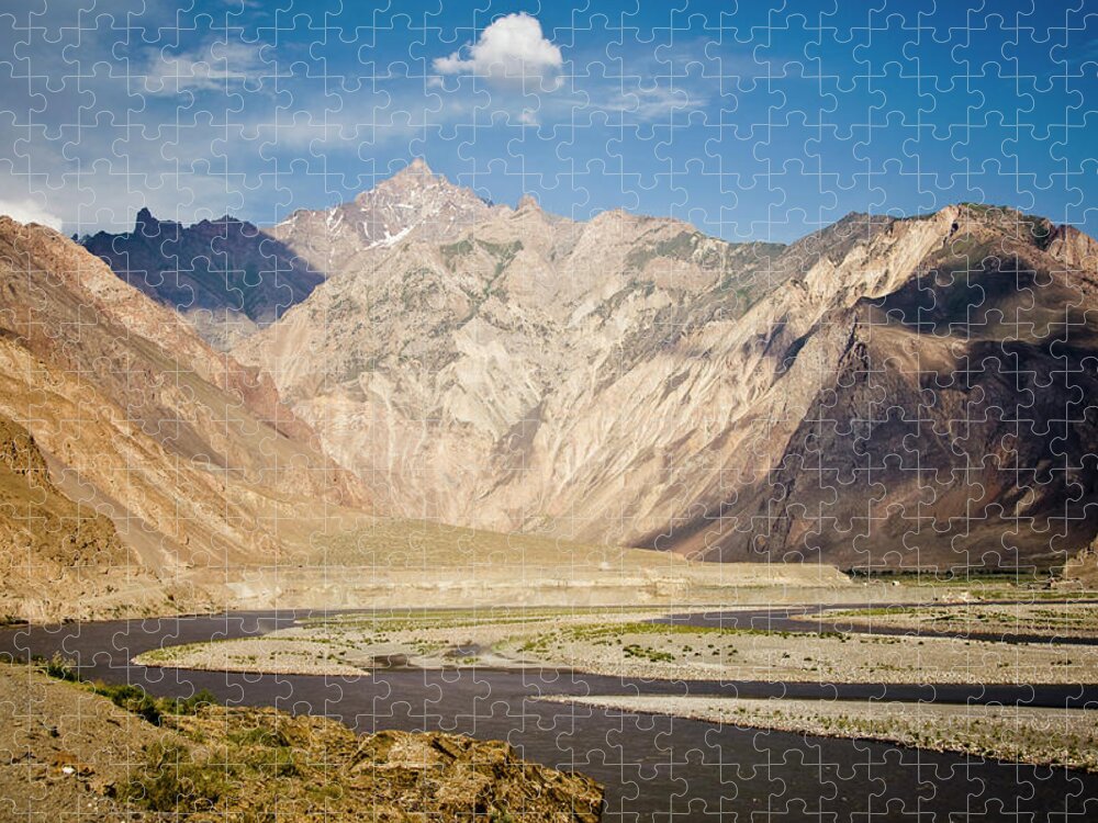 Tranquility Jigsaw Puzzle featuring the photograph Scenery Around River Panj by Jean-philippe Tournut