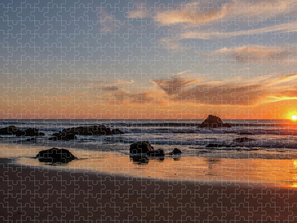 Photography Jigsaw Puzzle featuring the photograph Scenic View Of Beach At Sunset, San by Panoramic Images