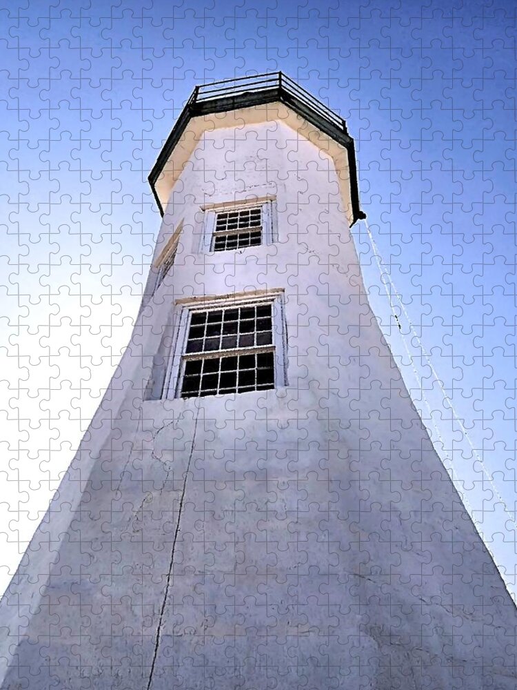 Scituate Light Scituate Ma Jigsaw Puzzle featuring the photograph Scituate Light Skyward by Janice Drew