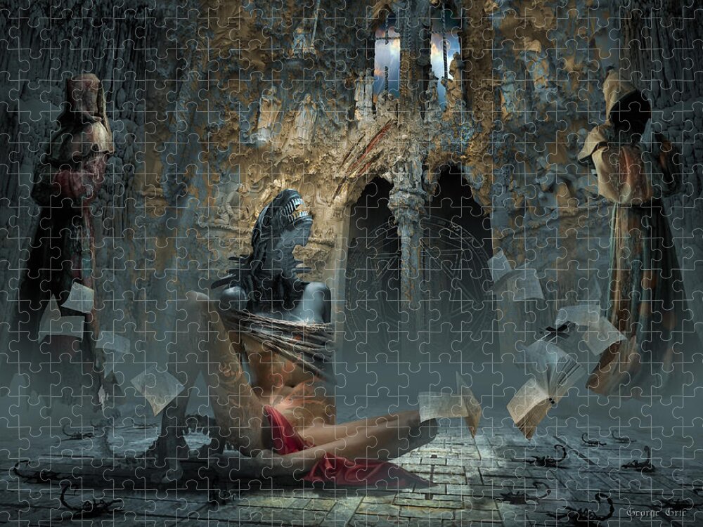 Ghostly Jigsaw Puzzle featuring the digital art Scream by George Grie