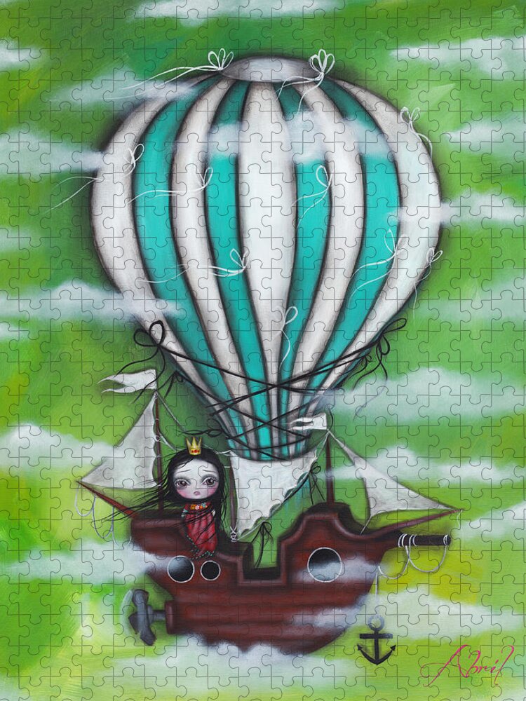 Air Ship Jigsaw Puzzle featuring the painting Sea of Clouds by Abril Andrade
