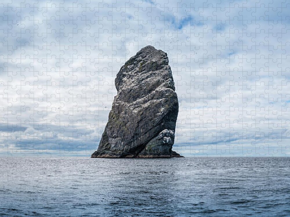 Scenics Jigsaw Puzzle featuring the photograph Sea Stacks Bird Colonies Dramatic by Fotovoyager