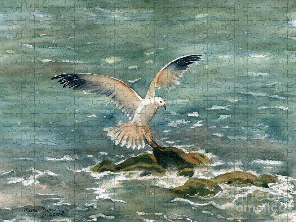 Seagull Jigsaw Puzzle featuring the painting Seagull by Melly Terpening