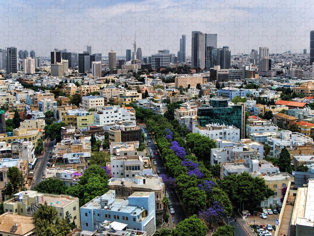 Israel Jigsaw Puzzle featuring the photograph season change at Rothschild boulevard by Ron Shoshani