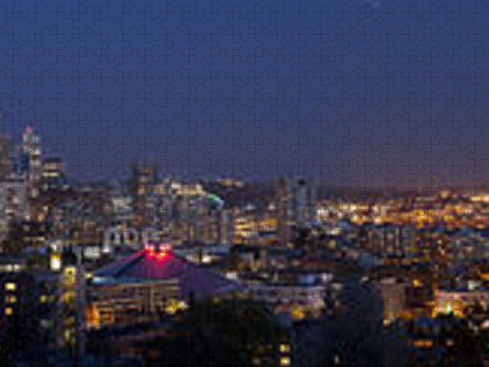 Seattle Jigsaw Puzzle featuring the photograph Seattle Night Skyline by Georgia Clare