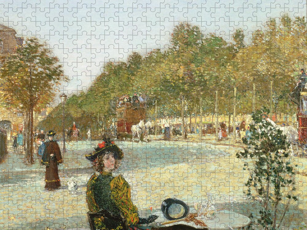 Seated Jigsaw Puzzle featuring the painting September Sunlight, Paris by Childe Hassam