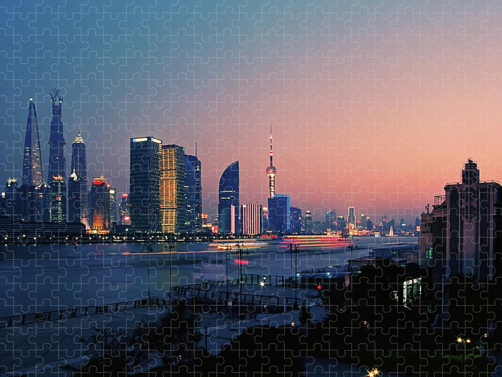 Tranquility Jigsaw Puzzle featuring the photograph Shanghai In Sunset by Elysee Shen