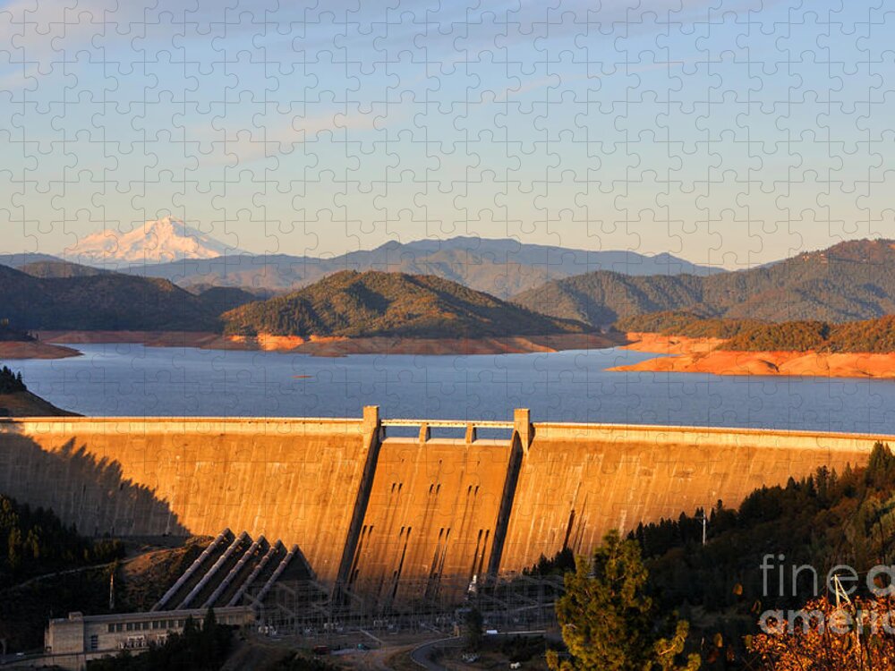 Shasta Jigsaw Puzzle featuring the photograph Shasta Lake Dam - California by Gary Whitton